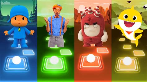 Pocoyo 🆚 Blippi 🆚 Oddbods Fuse 🆚 Baby Shark Tiles Hop Game 🏆 Youtube