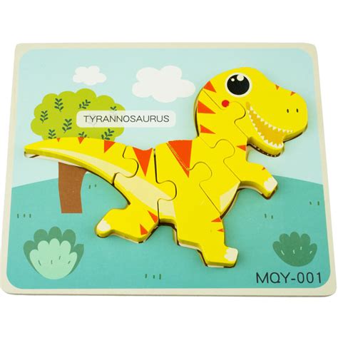 Drewniana Kolorowa Uk Adanka Puzzle Dinozaury Tyrannosaurus