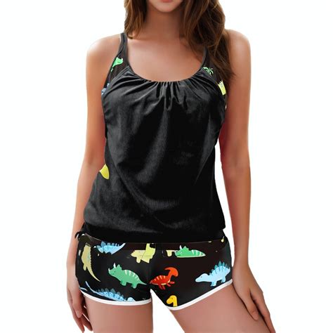 Tankini Swimsuit For Women Blouson Swim Top With Bikini Bottom Two