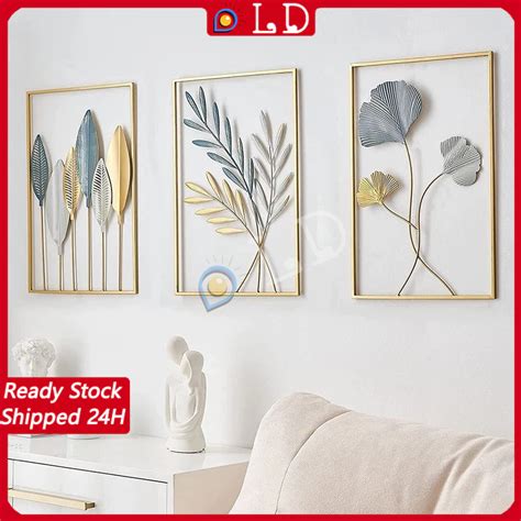 Jual COD Hiasan Dinding Aesthetic Bahan Metal Frame Metal Gold Daun