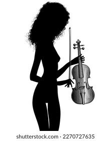 Black Silhouette Naked Girl Curly Hair Stock Vector Royalty Free Shutterstock