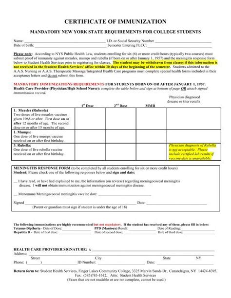 Immunization Certificate Form | TUTORE.ORG - Master of Documents