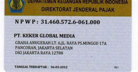 Contoh Npwp Perusahaan Homecare24