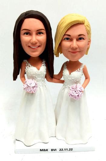 Lesbian Same Sex Wedding Bobblehead Cake Topper AM4860 135 00