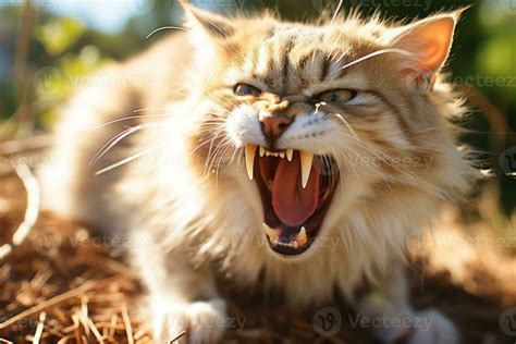 an angry cat with its mouth open generative ai 29691478 Stock Photo at ...