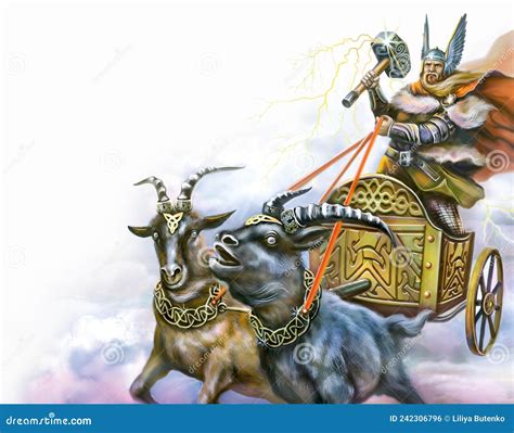 Thor`s Chariot, God of Thunder and Lightning Stock Illustration ...