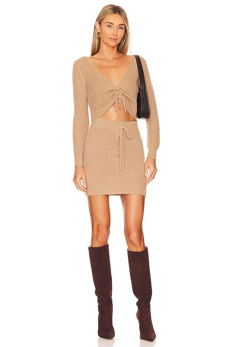 Superdown Serina Sweater Skirt Set In Nude Revolve
