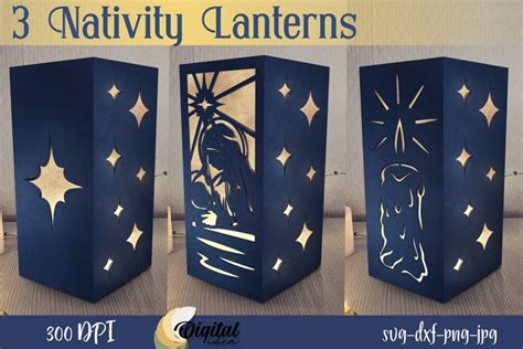 Christmas Nativity 3d Paper Lantern Christian Lantern Svg