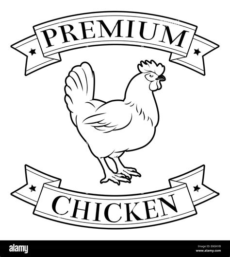 Premium Chicken Food Label Featuring An Illustration Of A Chicken Stock