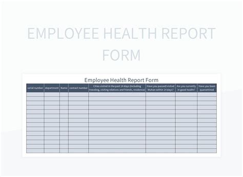 Employee Health Report Form Excel Template And Google Sheets File For