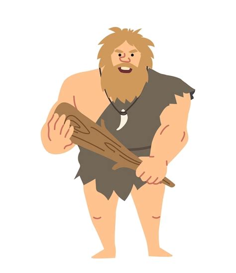 Premium Vector | Primitive man with cudgel