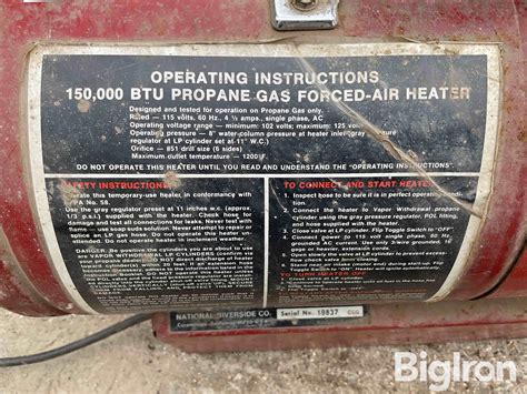 Universal 150fa 150000 Btu Propane Heater Agriculture Bigiron