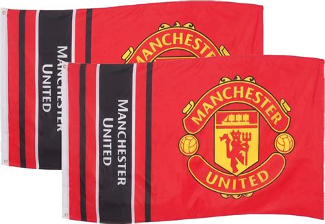 Manchester United FC Official Football Gift 5x3ft 2 Pack Striped Body