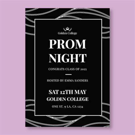 Free Vector Prom Invitation Design Template