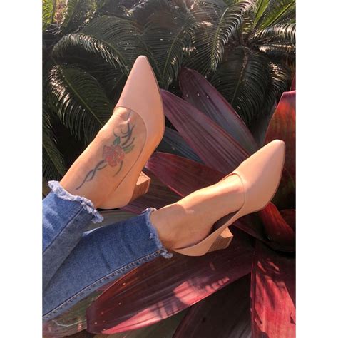 Scarpin Bico Fino Napa Nude Salto Grosso Shopee Brasil