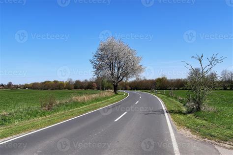 Beautiful View On Countryside Roads With Fields And Trees In Northern