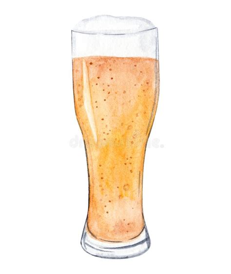 Acuarela Alta Vaso De Cerveza Aislado En Blanco Stock De Ilustraci N