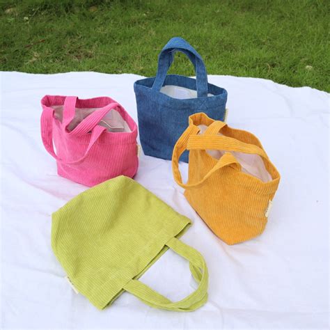 Corduroy Mini Tote Bag กระเป๋าผ้าลูกฟูกมินิ มีซับใน 6 สี Sew Sister Thaipick