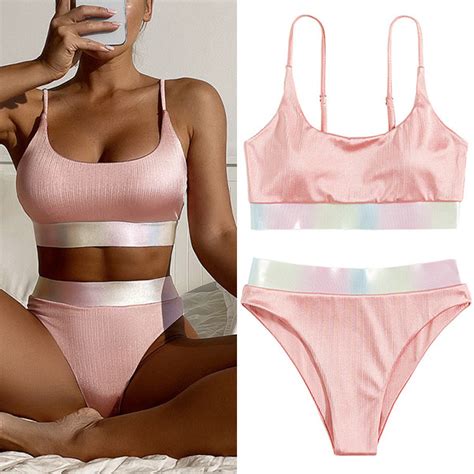 Sexy Bikini Set bestehen aus Bikinioberteil und Bikinihöschen mit Hoher Taille