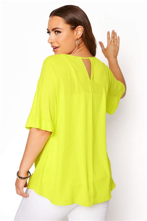 Lime Green Keyhole Back Chiffon Blouse Yours Clothing