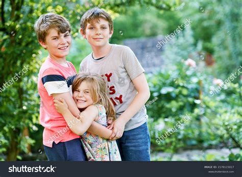 portrait  siblings children  kids stock photo