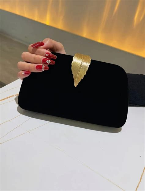 Black Velvet Clutch Bag Black Velvet Purse Gold Clutch Bag Etsy