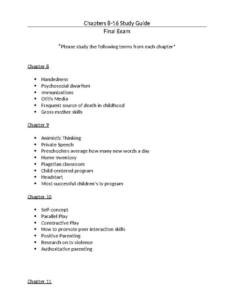 Final Exam Study Guide for Chapters 8-16: Key Terms & Concepts - Studocu