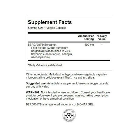 Swanson Bergamot Extract 500mg 30 Capsule Emag Ro