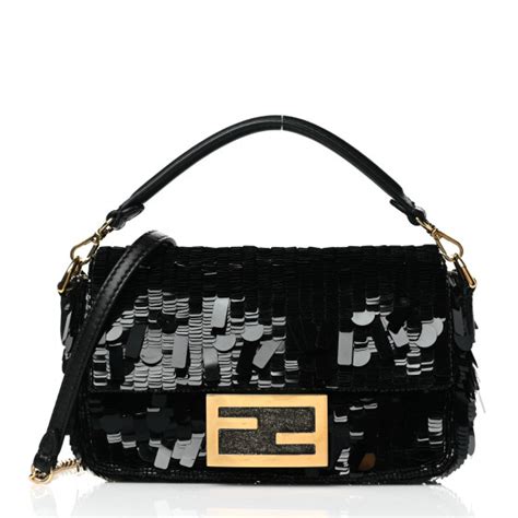 FENDI Sequin Paillettes Shiny Nappa Sex And The City Mini Baguette