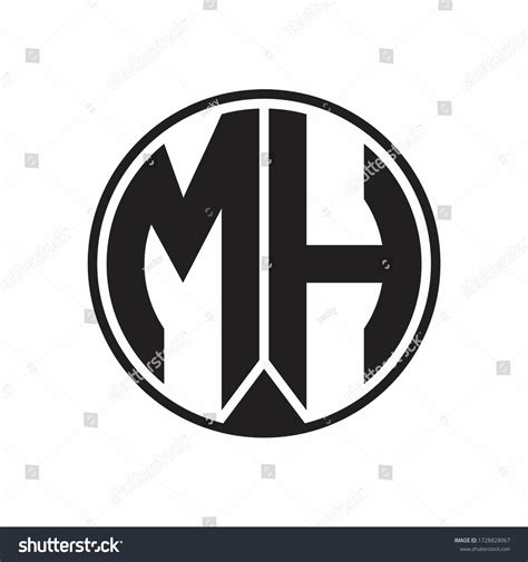 Mh Logo Monogram Circle Piece Ribbon Stock Vector Royalty Free