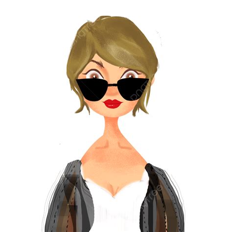 Chica Genial Con Gafas Png Dibujos Animados Amarillo Pelo Corto Png Y Psd Para Descargar