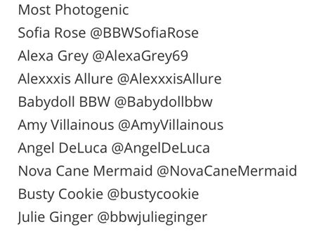 BBW Awards Show On Twitter Congrats To All The Nominees Most Photogenic BBWSofiaRose