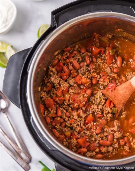 instant pot beef  bean chili melissassouthernstylekitchencom