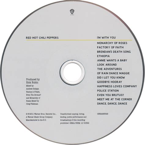 Car Tula Cd De Red Hot Chili Peppers I M With You Portada