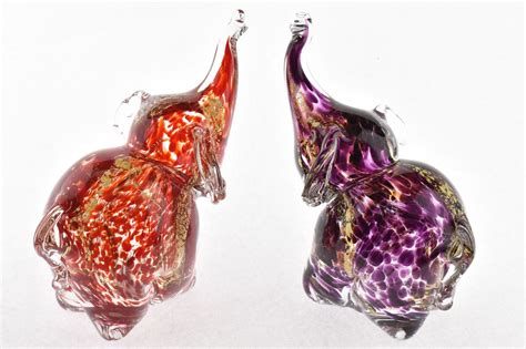 Art Glass Elephant Small Blown Safari Nature Sculptglass Art Glass Figures