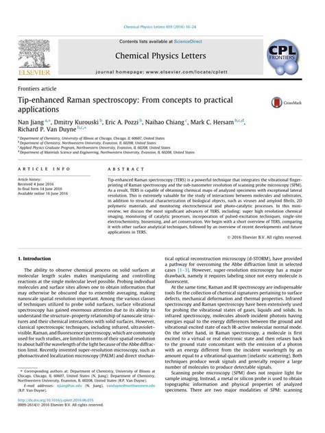 Pdf Tip Enhanced Raman Spectroscopy From Article Tip Enhanced