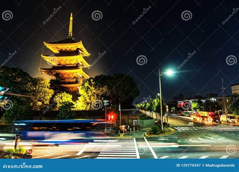 Illuminated Toji Temple in Kyoto, Japan Editorial Photography - Image