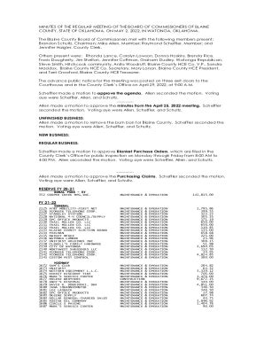 Fillable Online Blaine Okcounties COUNTY STATE OF OKLAHOMA ON MAY 2