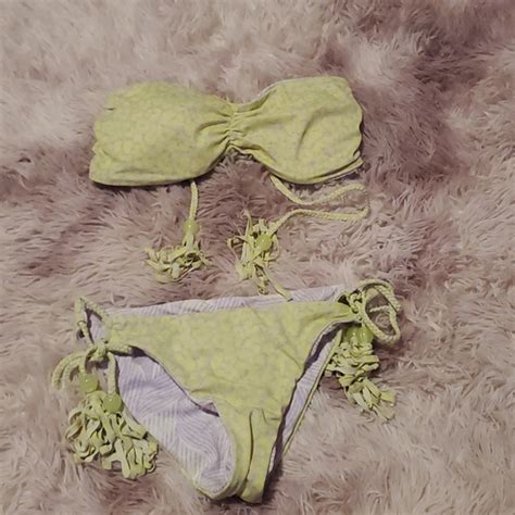 Pink Victoria S Secret Swim Xs Pink Reversible Bikini Bandeau Cheeky Butt Poshmark