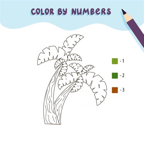 Color Cute Palm Tree By Number Educational Math Game For Children