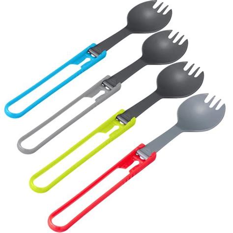 Msr Collapsible Spork Kit 4pc Red Gray Blue Green 03170