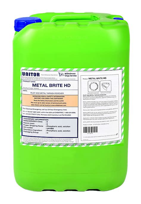 Unitor Metal Brite Hd 25 Ltr Detergent Rust Removal And Brightening