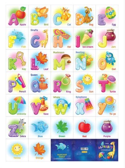 Плакат "Английский алфавит и цвета", А2 - MYSH4001410