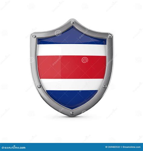 Costa Rica Security Concept Metal Shield Shape With National Flag