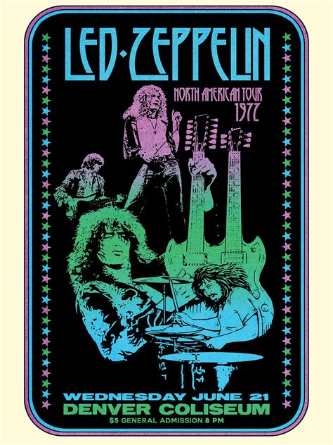 Led Zeppelin Vintage Concert Tour Poster Size 18x 24 Wall Decor Print ...