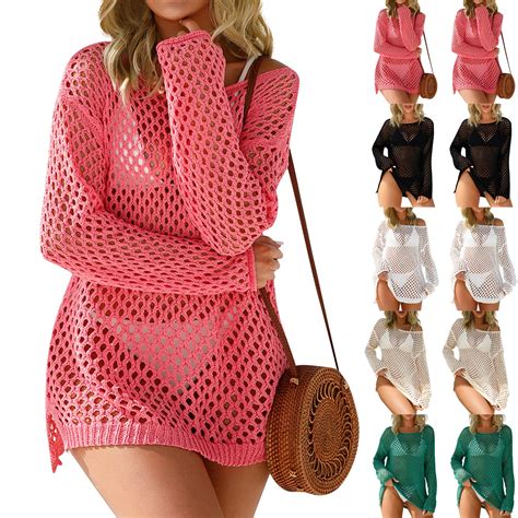 Lhopy Crochet Cover Up For Women Swimsuit Summer Bathing Suit Swim Hollow Out Bikini