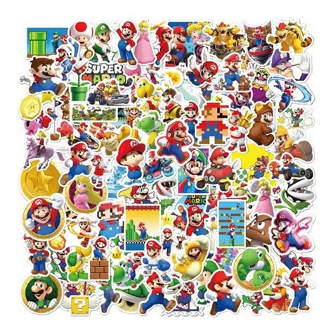 Super Mario Bros Stickers Calcomanias De Pvc Contra Agua Meses