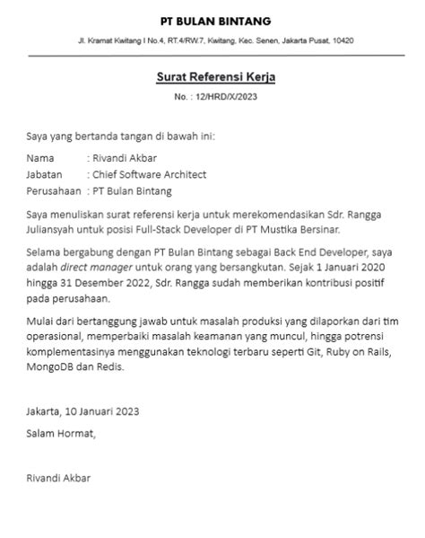 Terbaru 3 Contoh Surat Referensi Kerja Dari Perusahaan Blog Gadjian