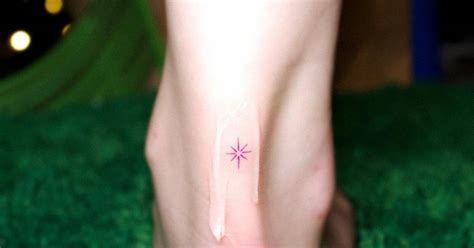 Tiny North Star Tattoo Located On The Achilles