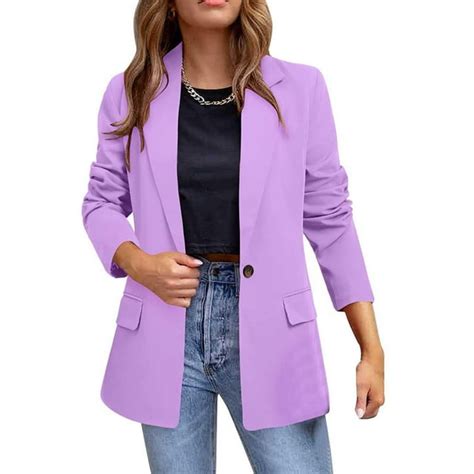 Aboser Womens Blazer Business Casual Solid Long Sleeve Suit Lapel Open